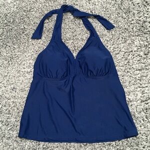 Catalina Swimwear Women's S Navy Blue Halter Tankini Swim Top